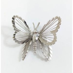 Monet signed Silver Toned Butterfly Shaped Brooch Pin - Vintage